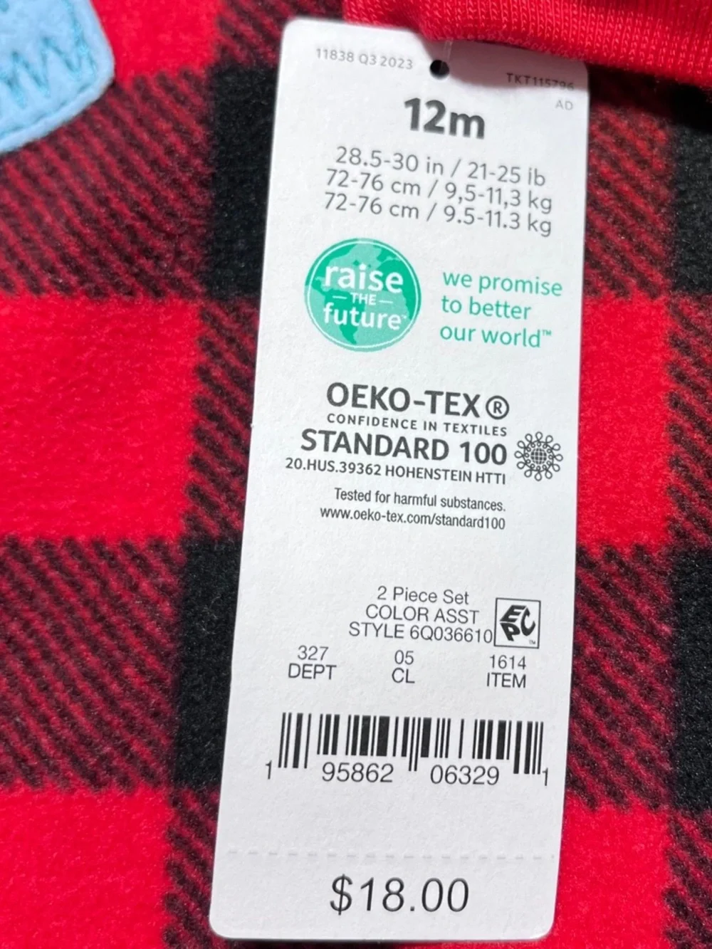 Carters Just One You Baby Boys Plaid Moose Fleece‎ Footed Pajama 12M Red Black
